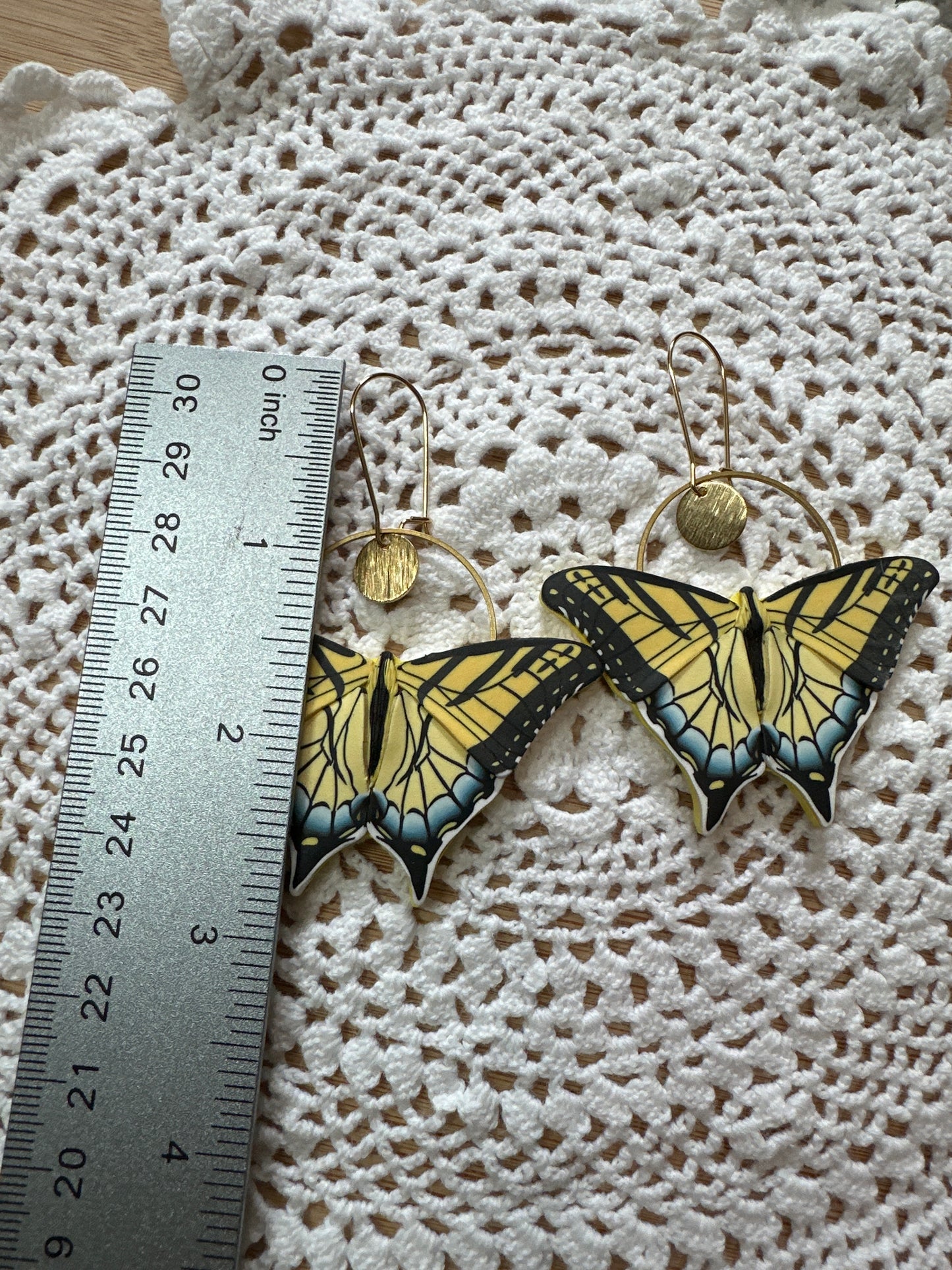 Large eastern tiger swallowtail hoop earrings