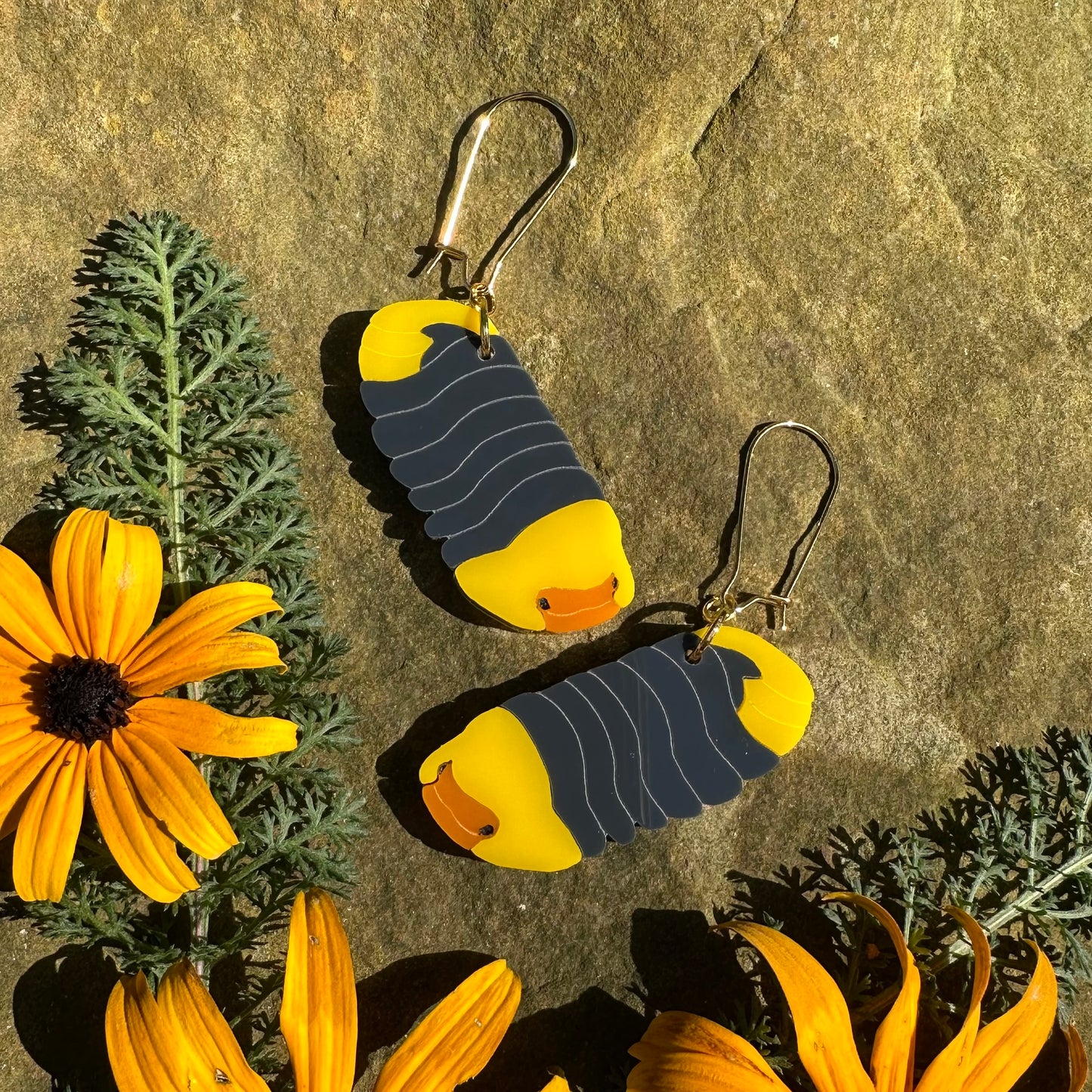 Rubber ducky isopod acrylic earrings
