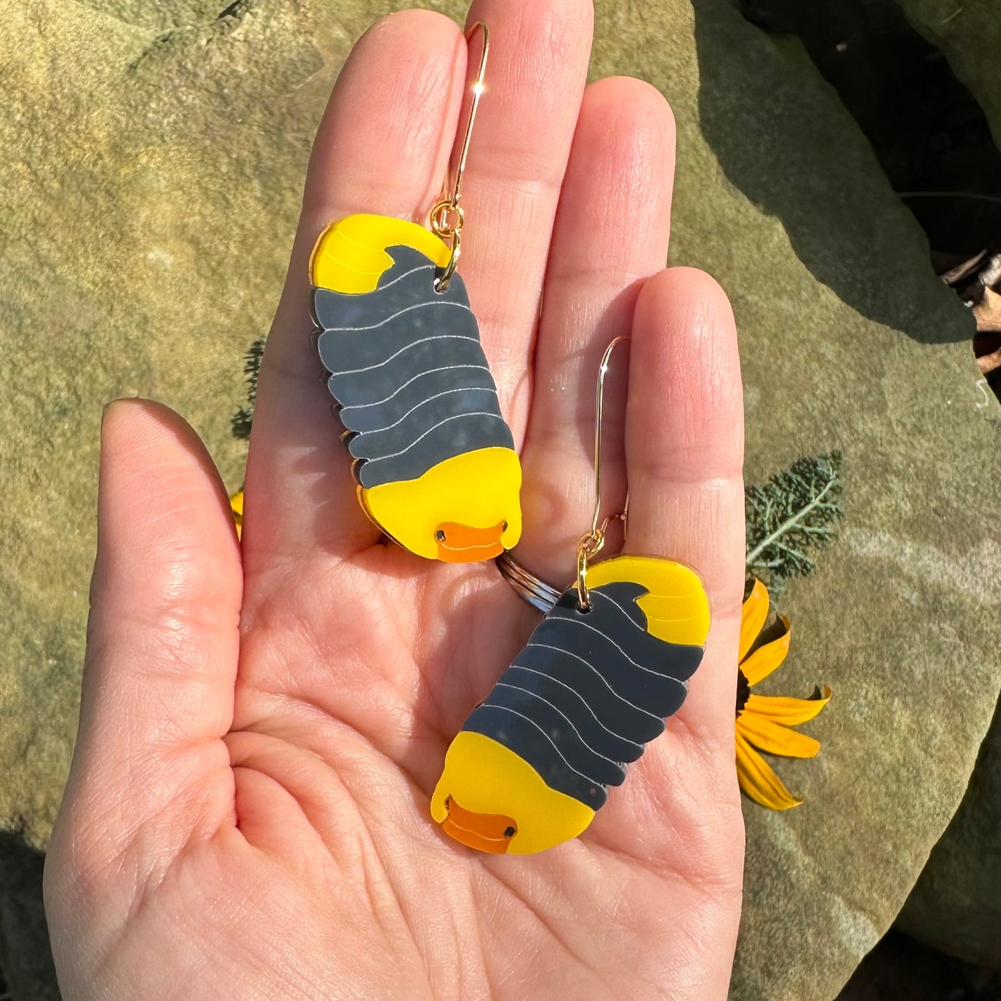 Rubber ducky isopod acrylic earrings
