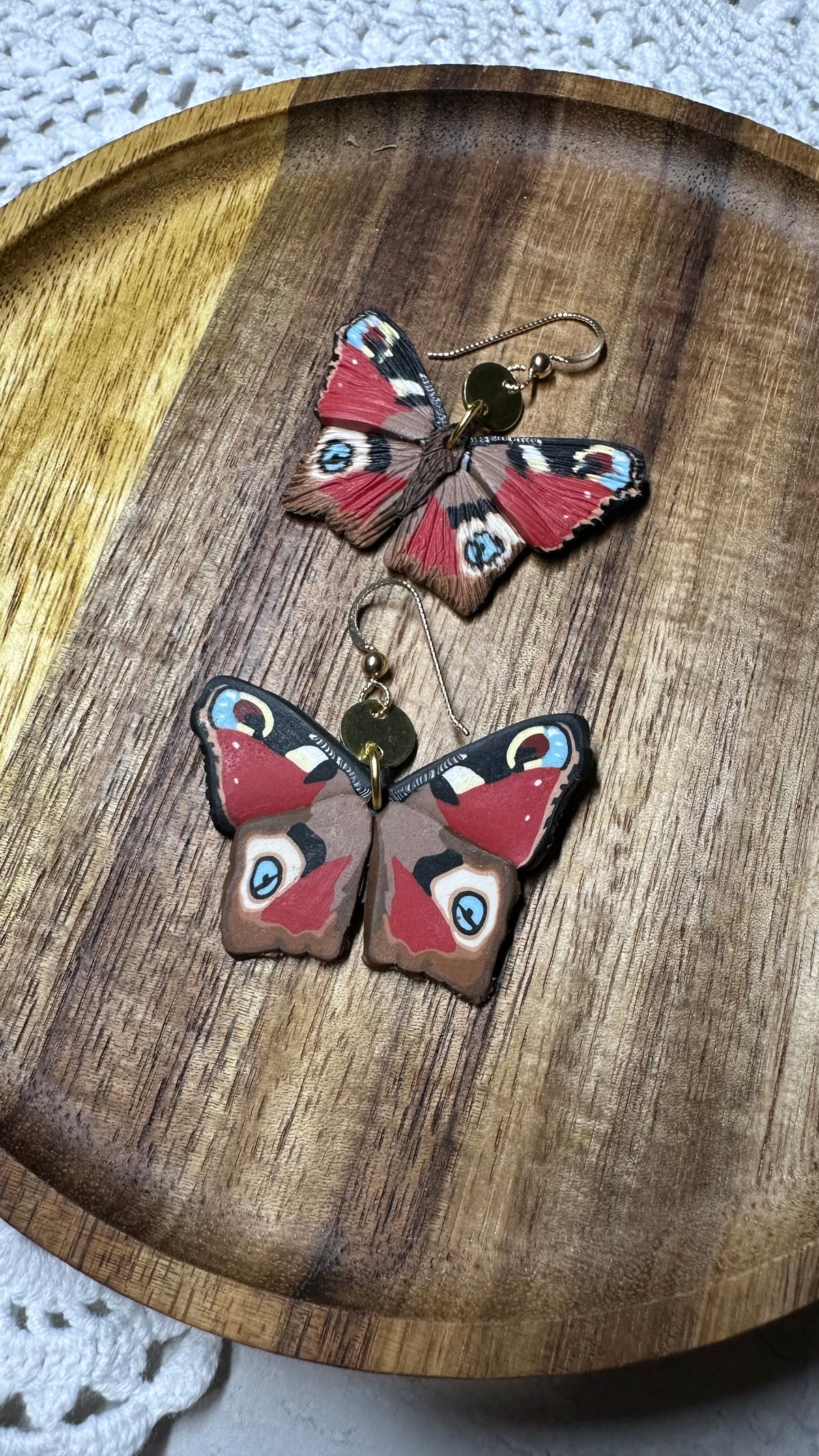 Peacock butterfly dangles