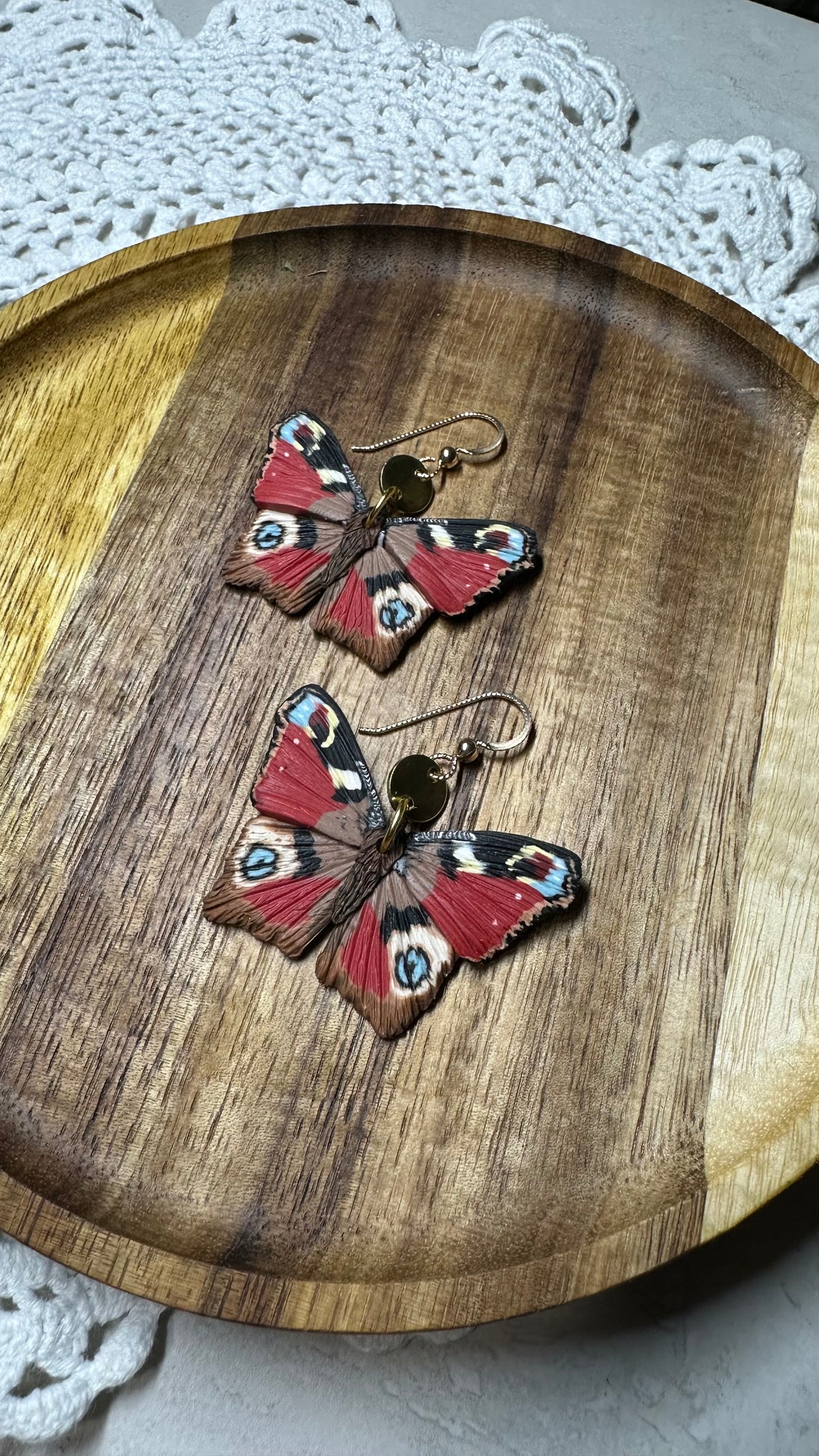 Peacock butterfly dangles