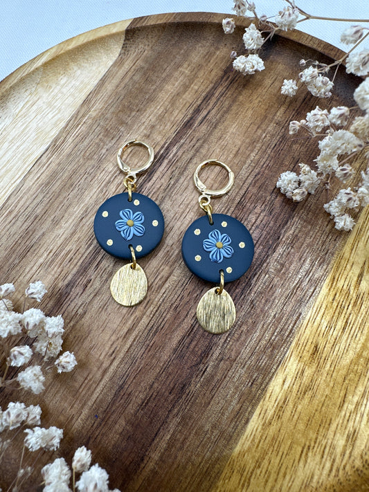 Blue flower circle hoops