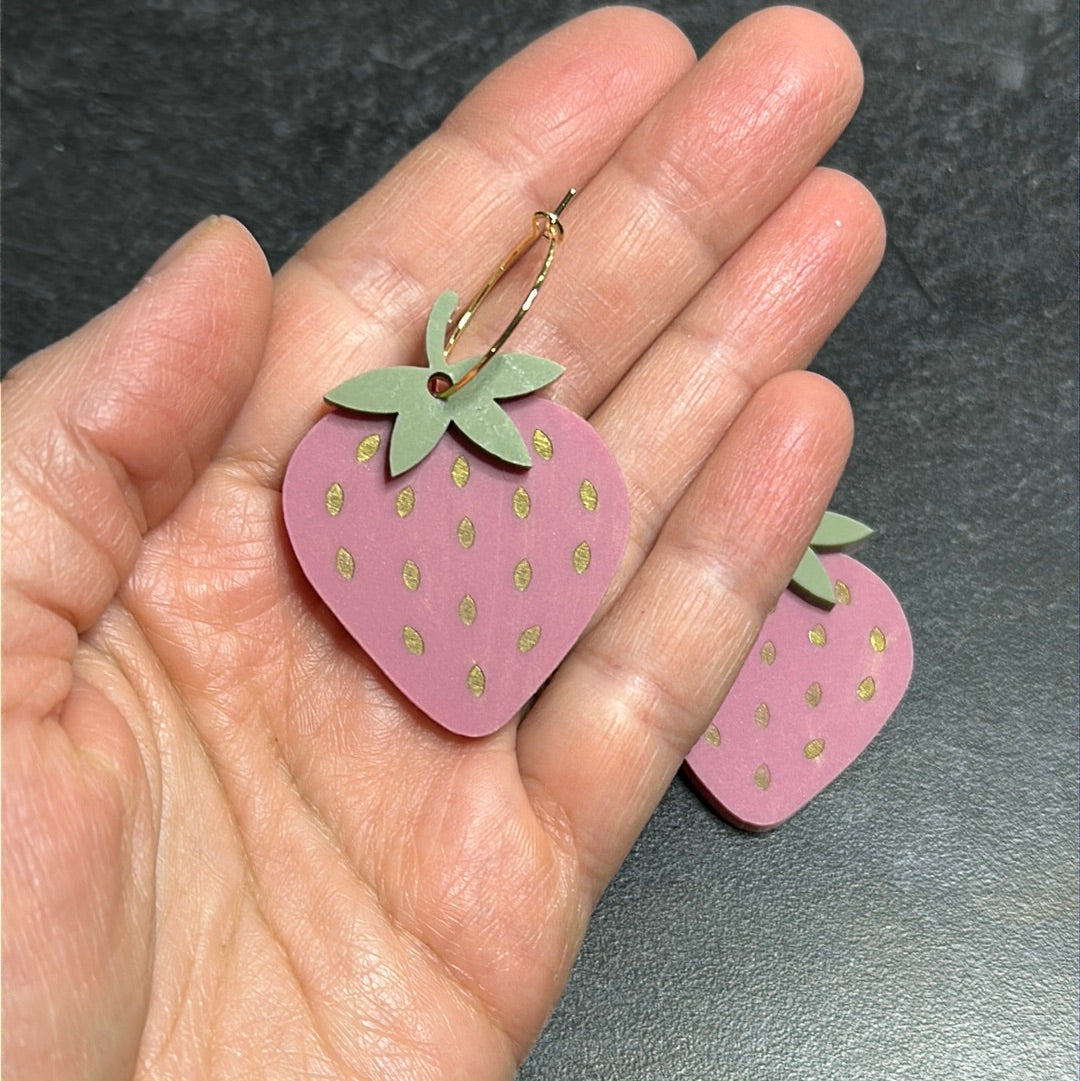 strawberry acrylic hoops