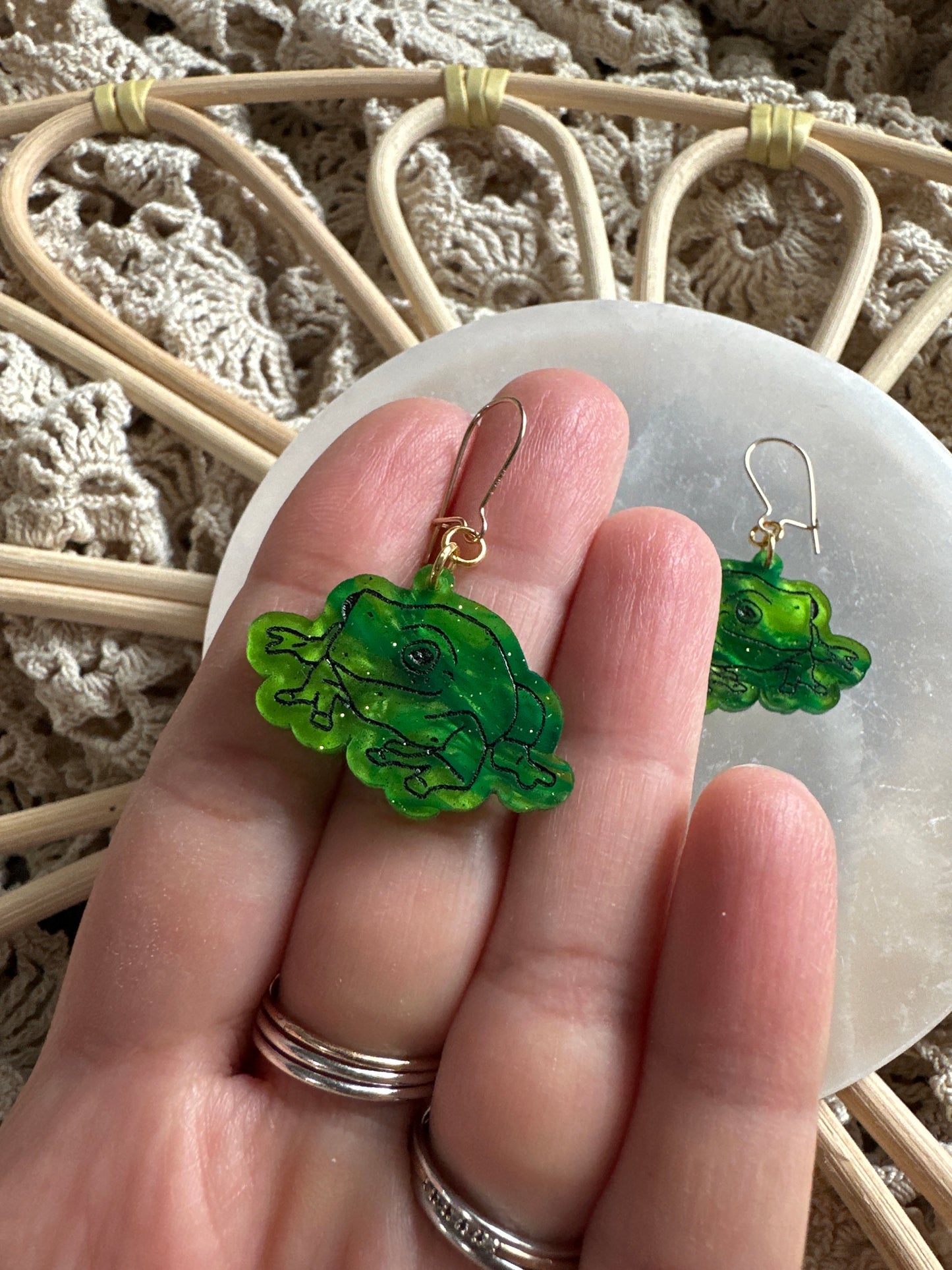 Acrylic frog dangles