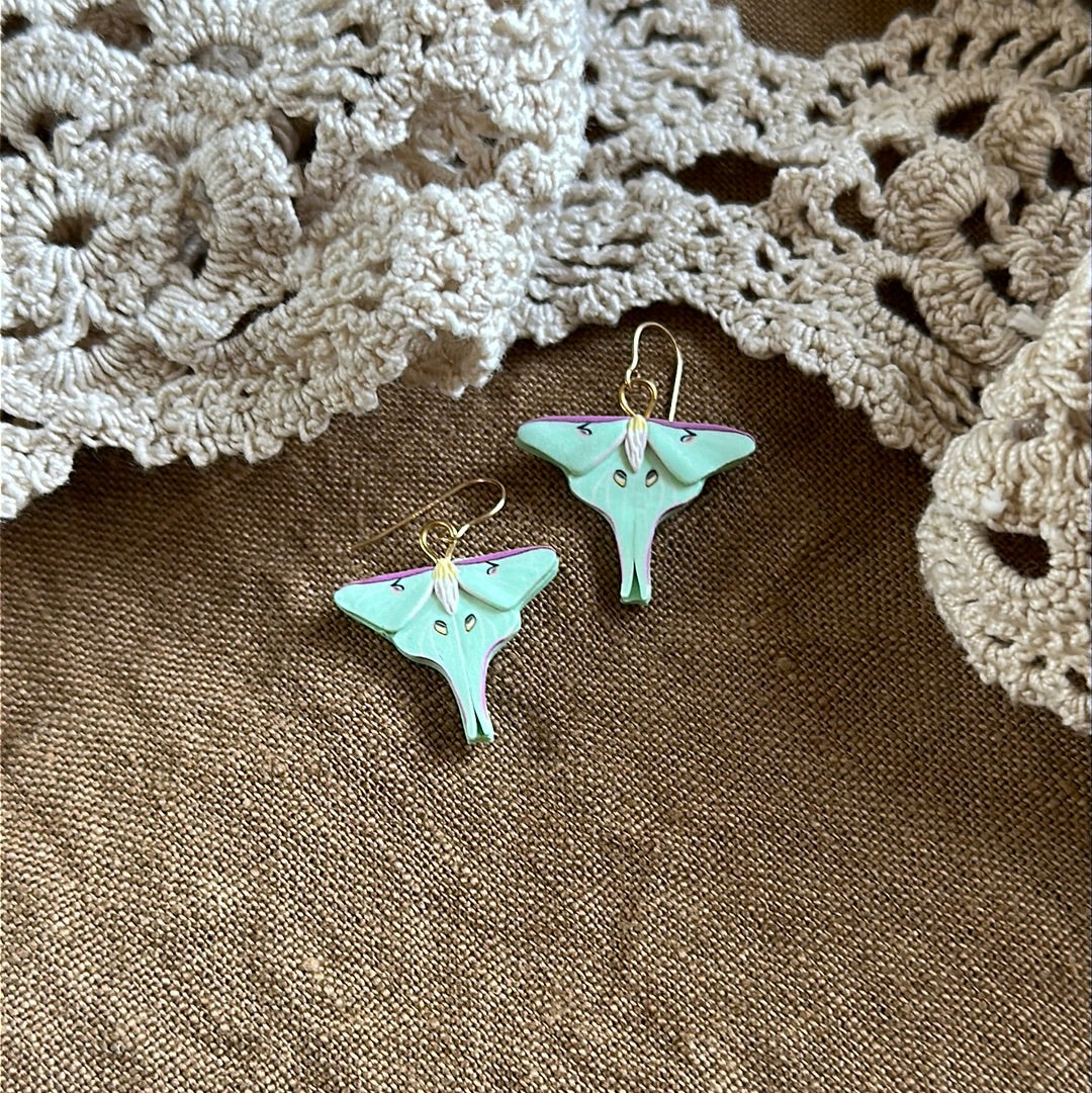 Micro mini Luna moth dangles