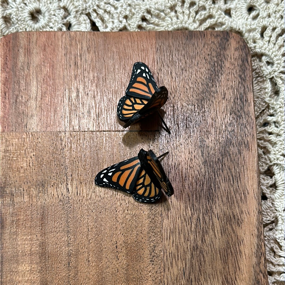 In flight Monarch butterfly studs