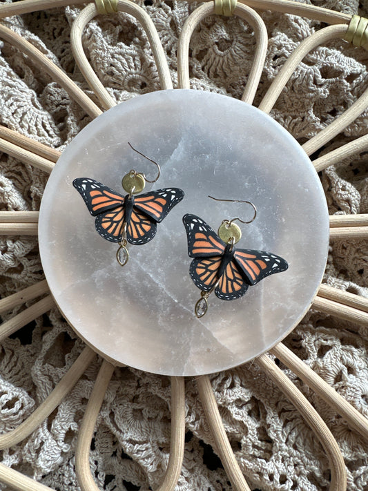 Small monarch crystal earrings