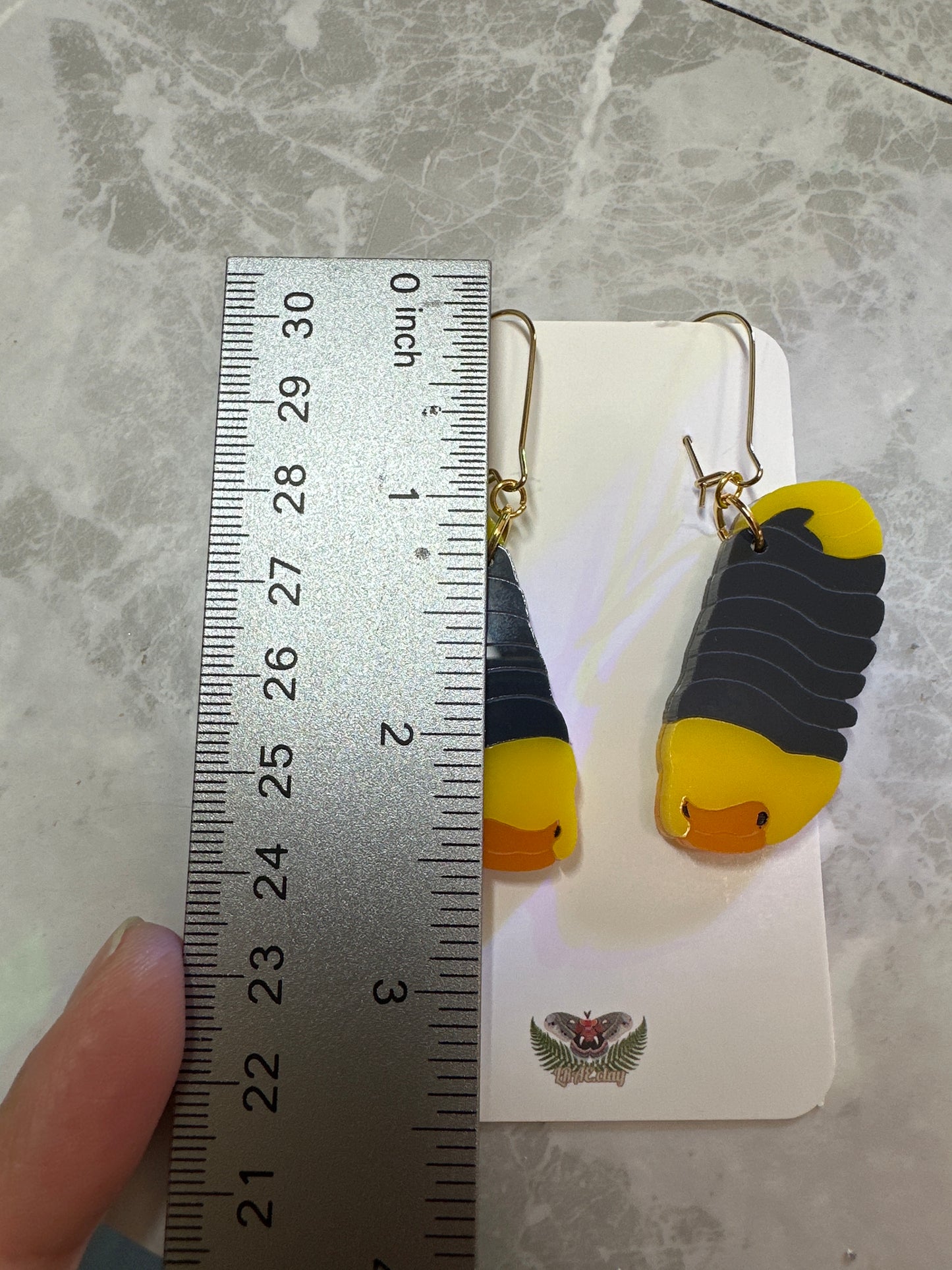 Rubber ducky isopod acrylic earrings