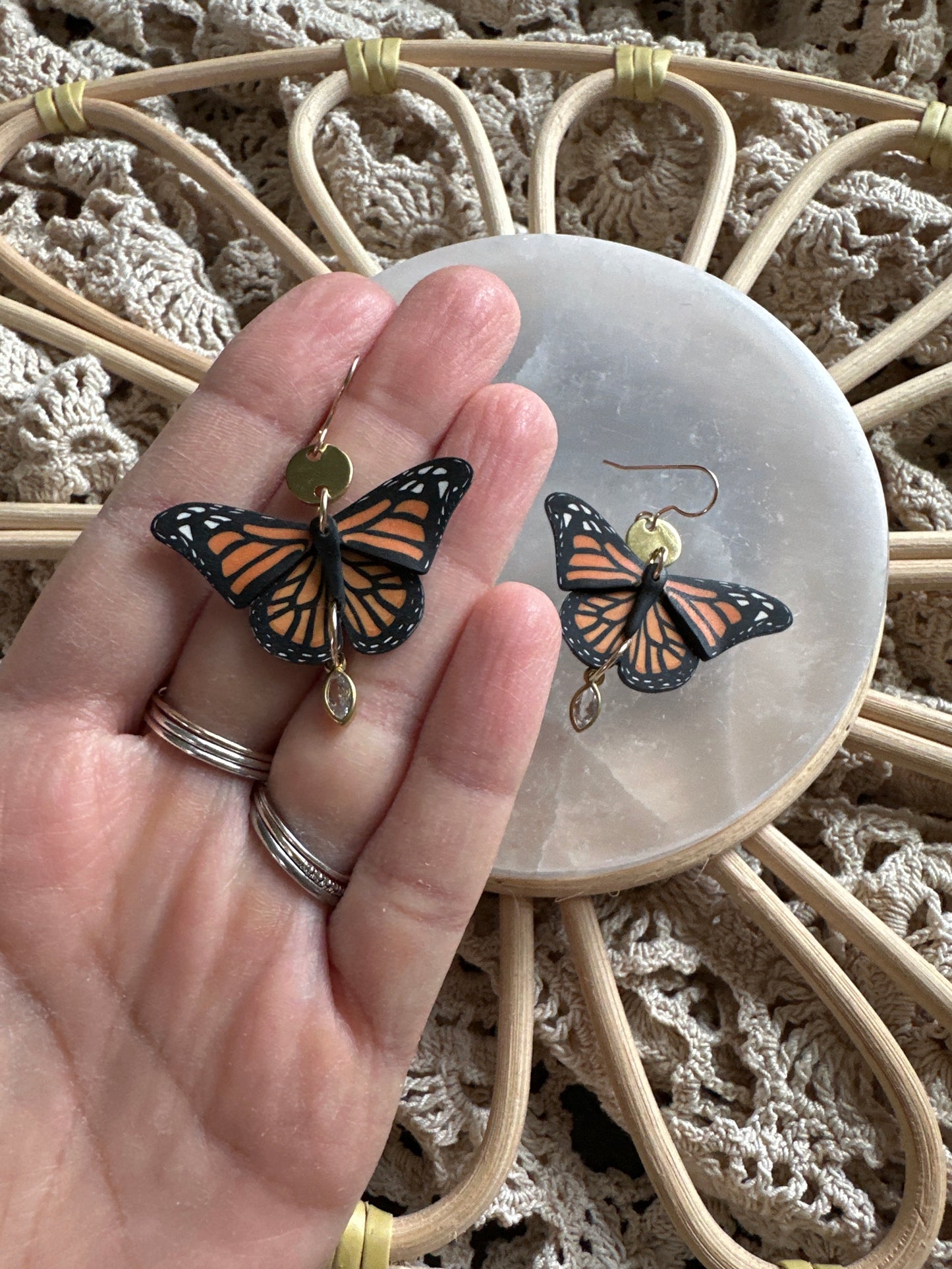 Small monarch crystal earrings