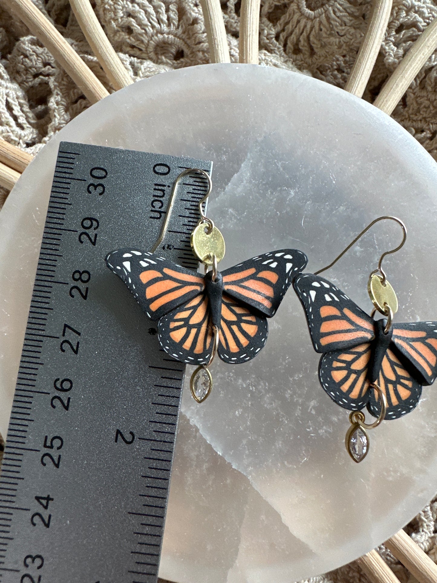 Small monarch crystal earrings