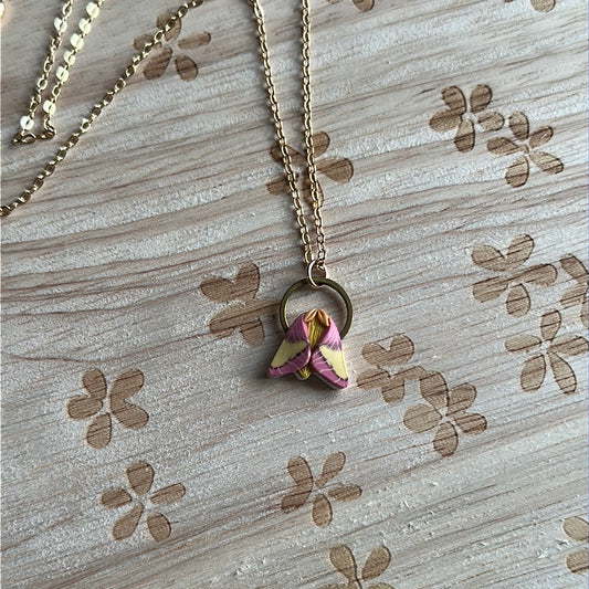 Rosy maple moth necklace