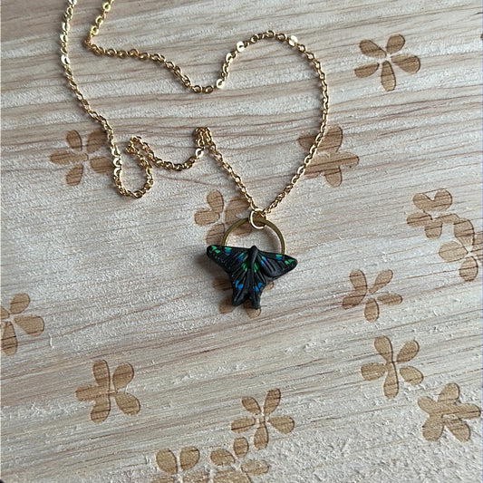 Purple spotted swallowtail necklace