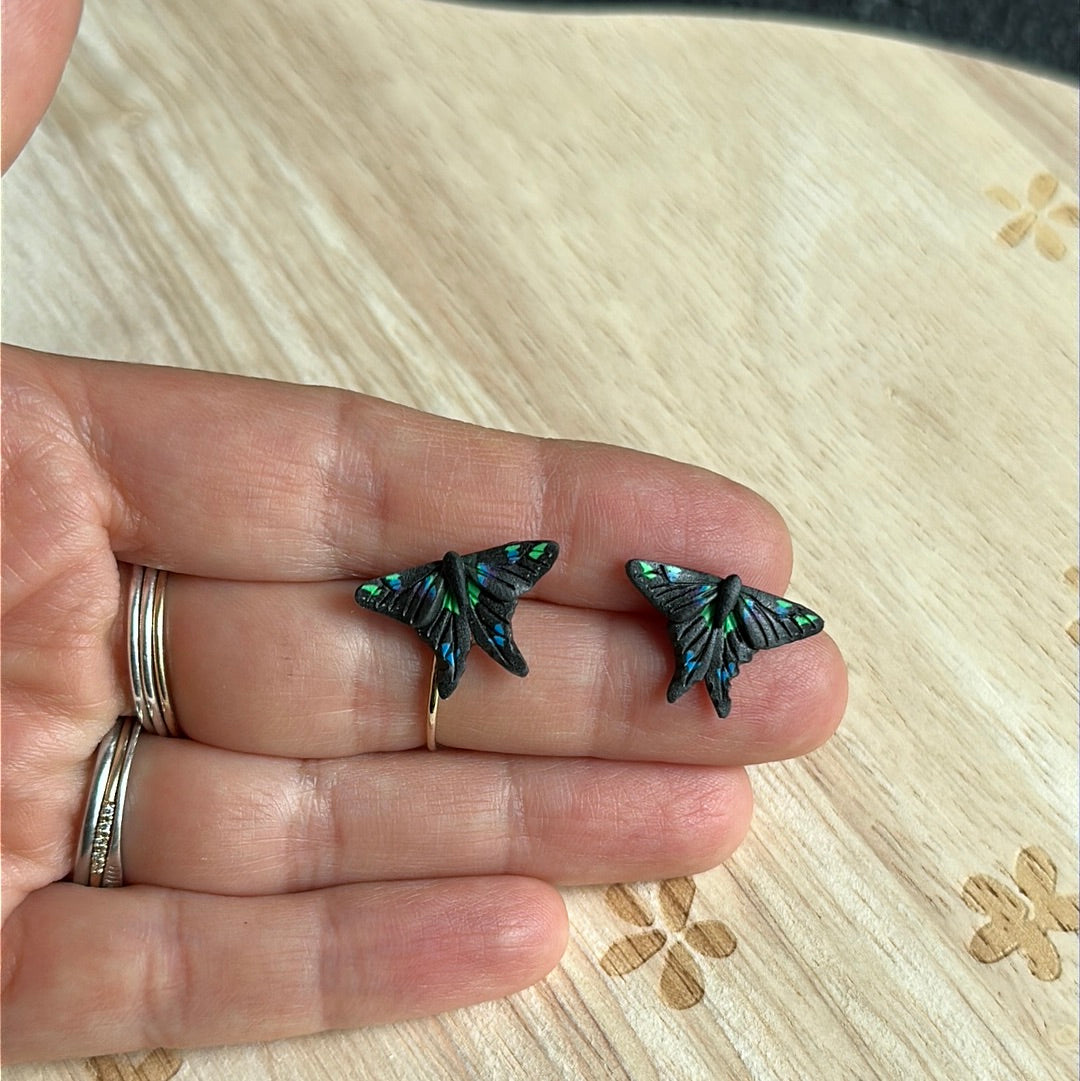 Micro mini purple spotted swallowtail butterfly studs