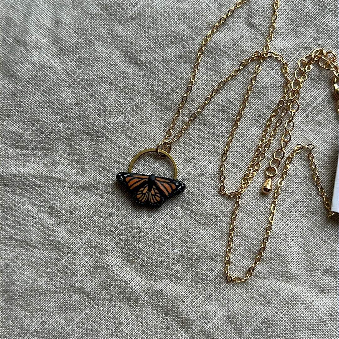 Monarch butterfly necklace