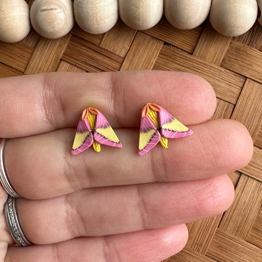 Micro mini rosy maple Moth studs